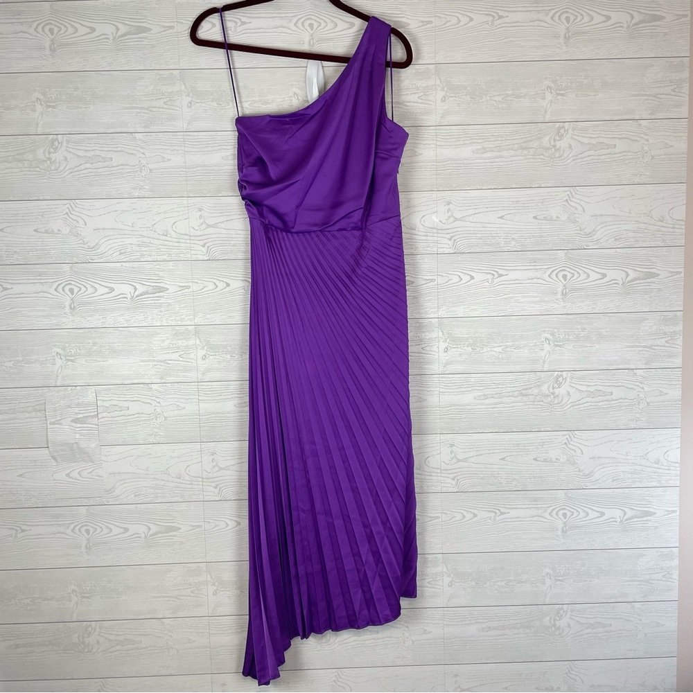 Sam Edelman One Shoulder Purple Ruched Dress NWT Size 2 - Picture 6 of 9